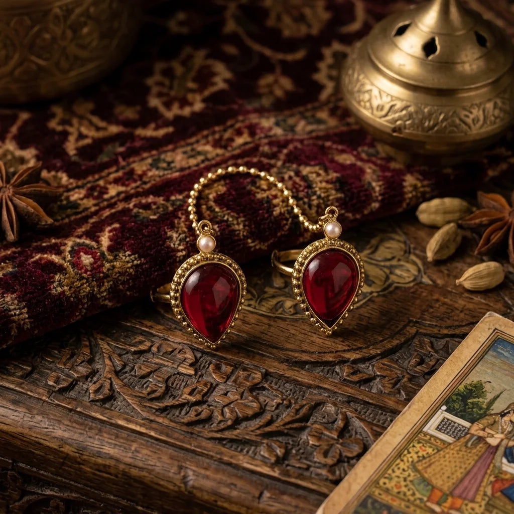 Crimson Regal Dual-Finger Chain Ring