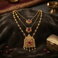 Multi-Tier Ruby Gold Necklace Set