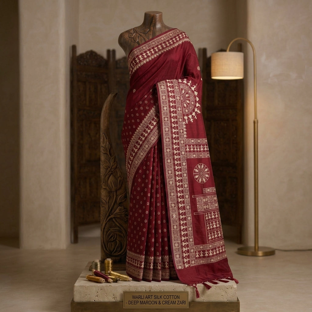 Maroon Tribal Printed Saree