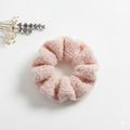 Lamb wool pink Puff Woollen Scrunchie for gifting