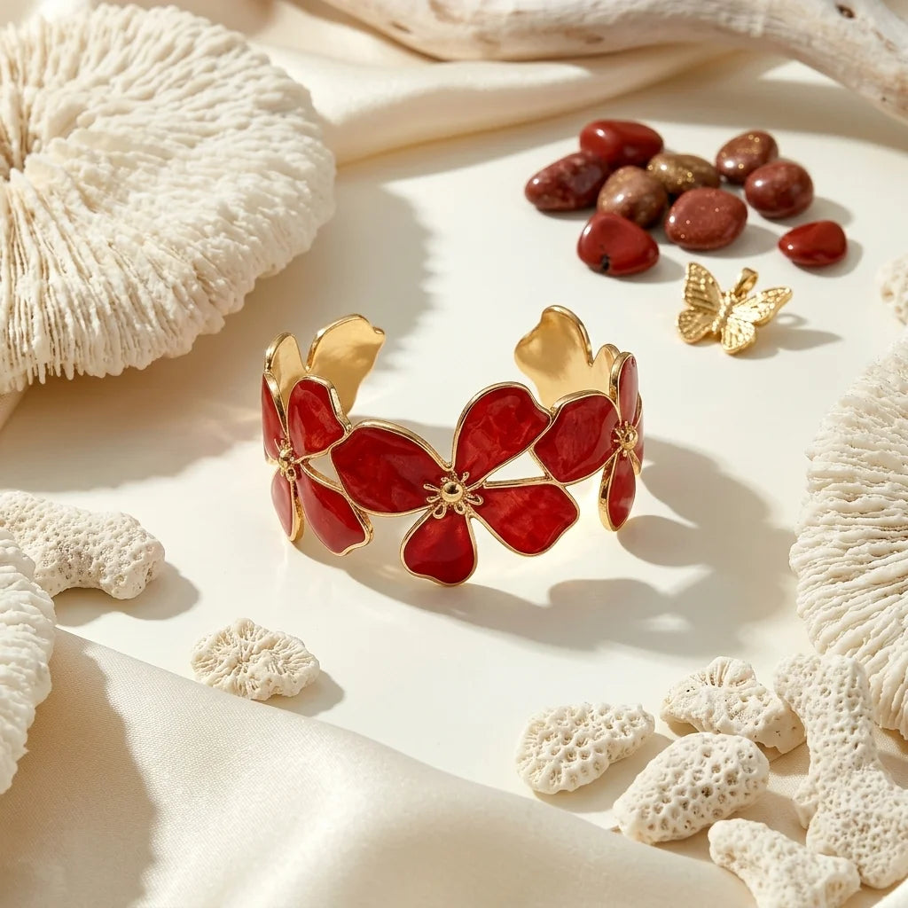Crimson Floral Bracelet