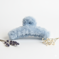 Blue Aesthetic Woolen Puff Claw Clip – Soft, Non-Slip Hair Accessory for Women