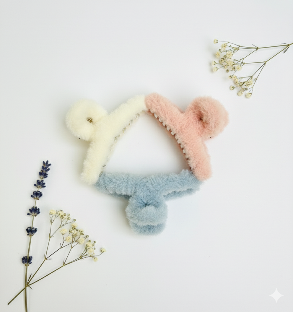 Puff Woolen Claw Clip