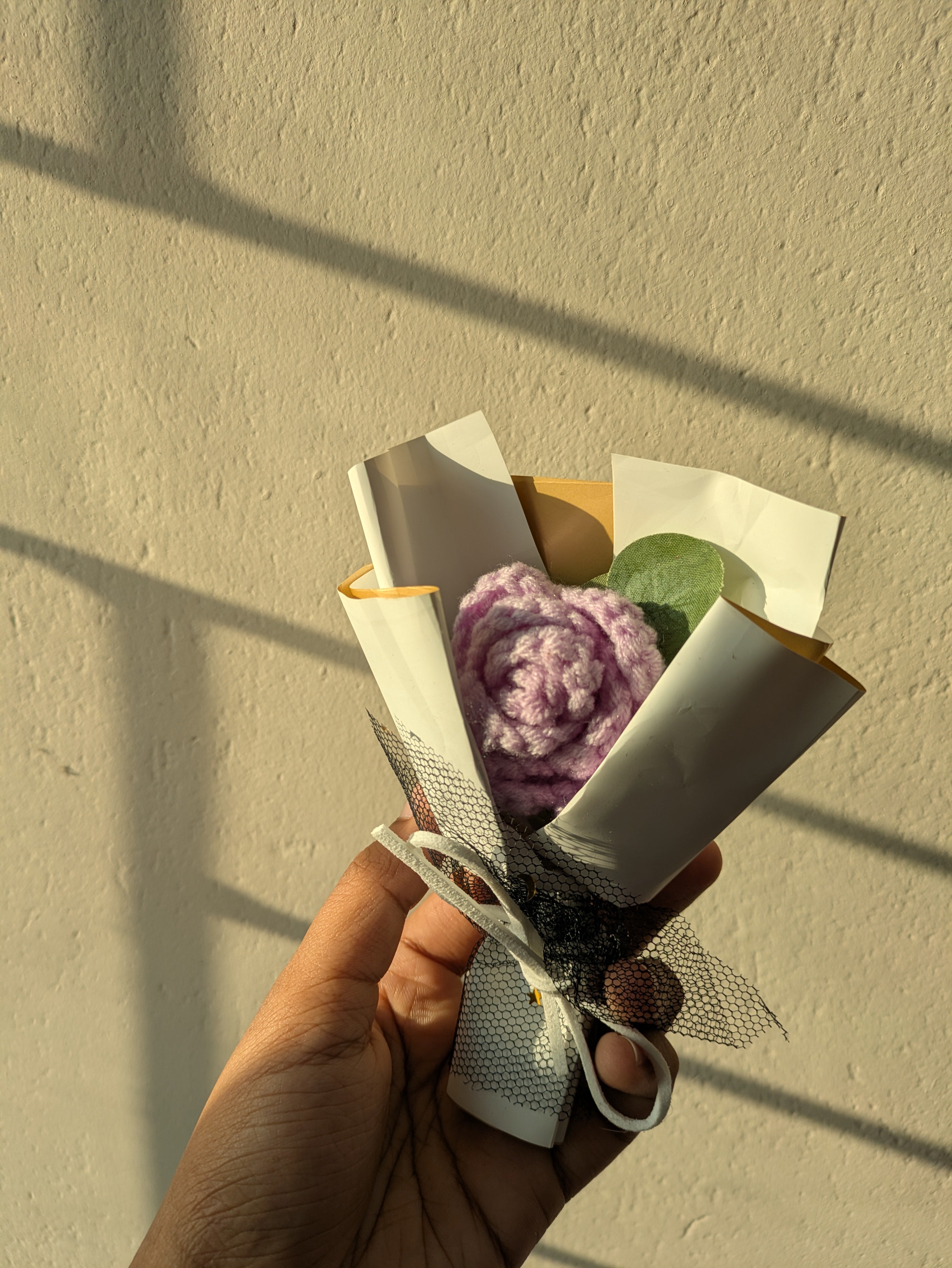 Handmade Lavender rose crochet mini flower – small decorative crochet 